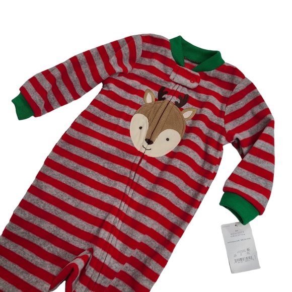 Just One You by Carter's Christmas Reindeer One Piece Sleep Playsuit NWT Size 6M - Picture 2 of 10